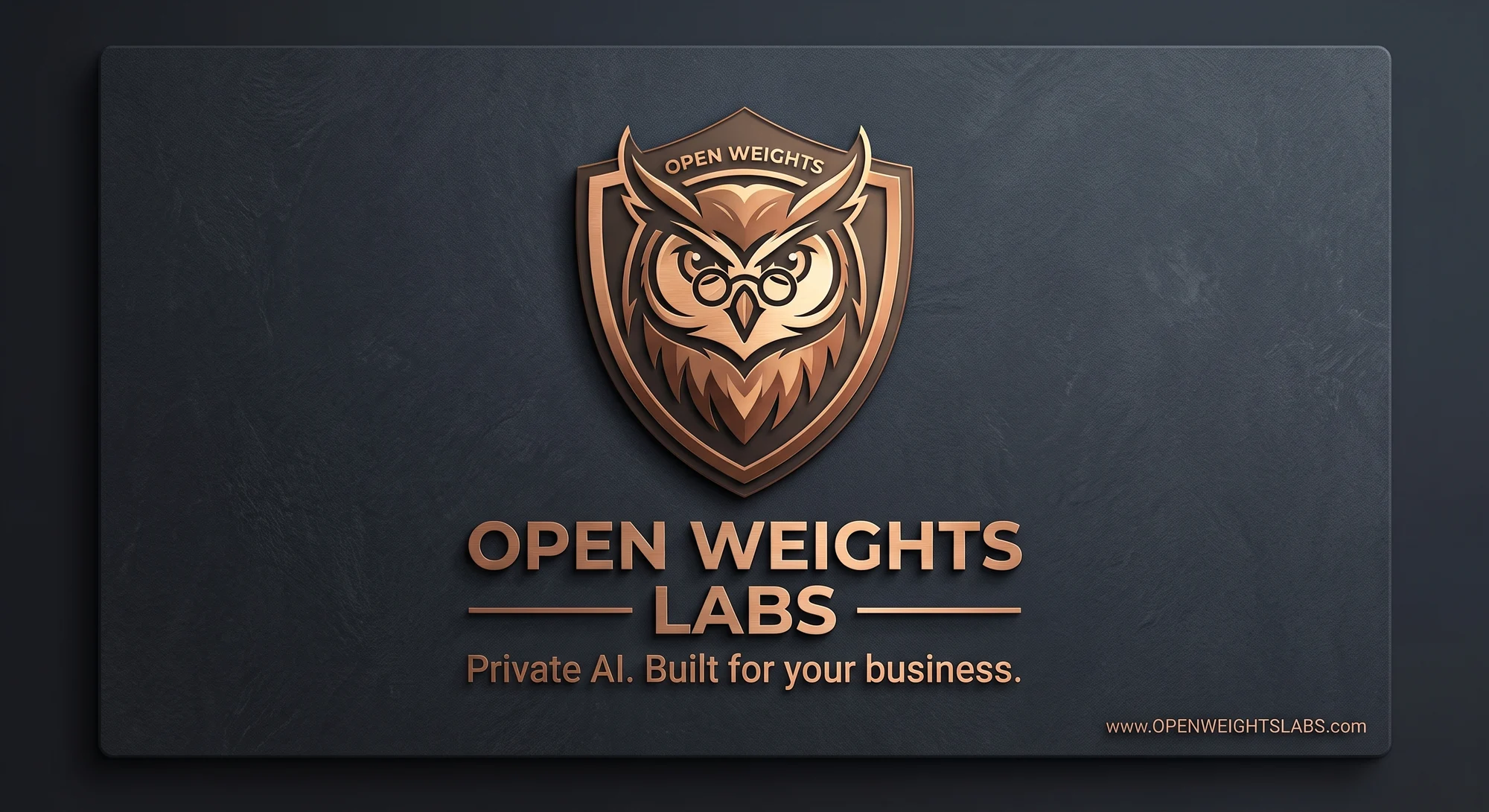 The OpenWeights Labs copper owl crest